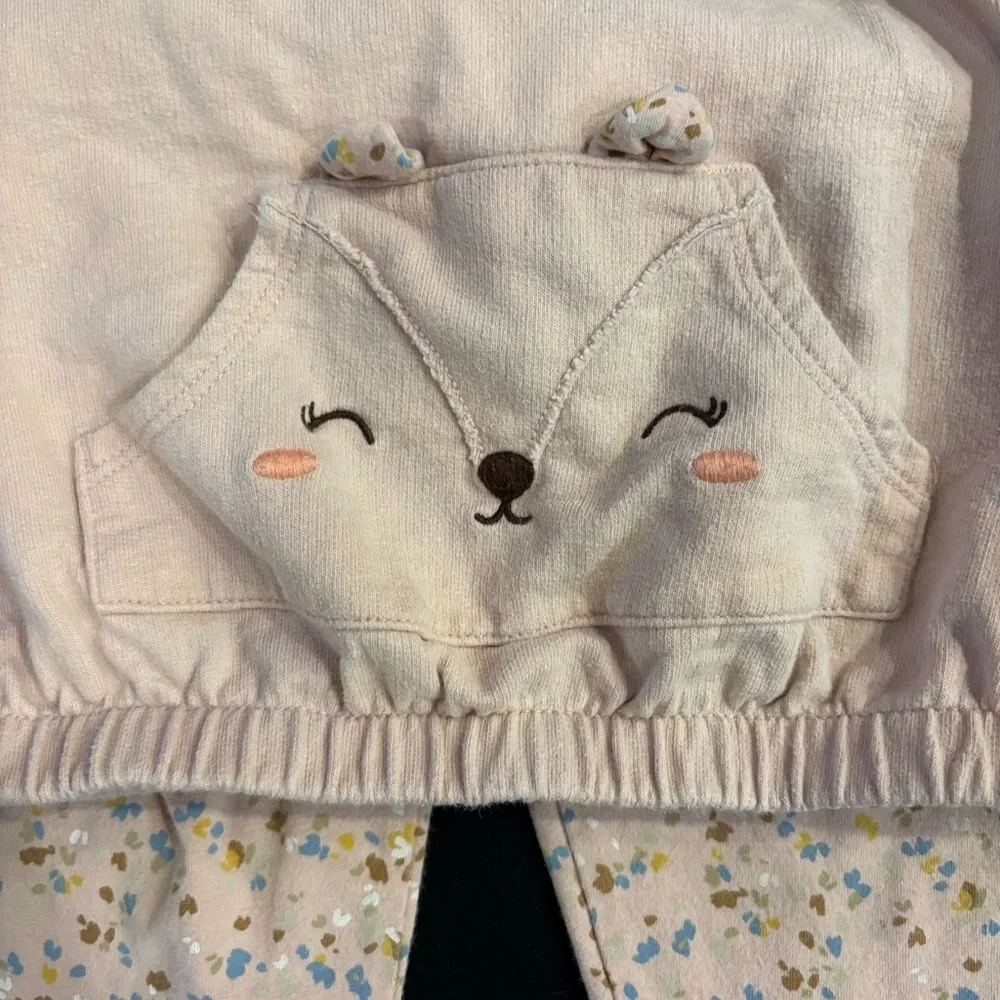 Adorable Cream Animal Hoodie and Floral Leggings Set